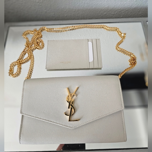 Yves Saint Laurent Handbags - 🍸💰​AUTHENTIC Saint Laurent UPTOWN CHAIN WALLET IN GRAIN DE POUDRE EMBOSSED COA